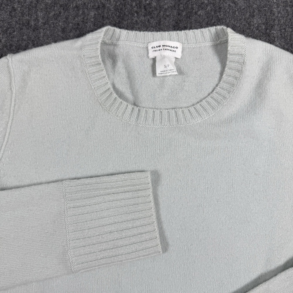 Club Monaco Womens S Italian Cashmere Crewneck Sweater Light Blue Pullover
